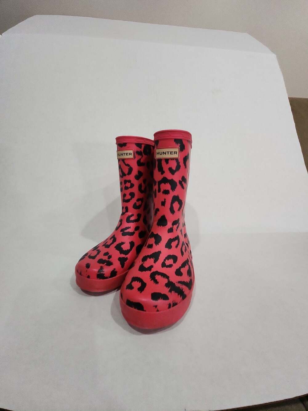 Hunter Kids First Classic Leopard Print Rain Boots Pink UK 11